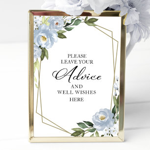 Greenery Dusty Blue Advice And Well Wishes Sign