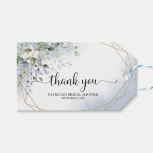 Greenery Dusty Blue Bridal Shower Gift Tags