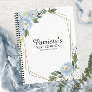Greenery Dusty Blue Bridal Shower Recipe Book