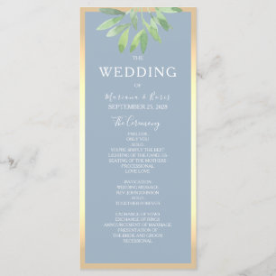 Greenery Dusty Blue Wedding Program