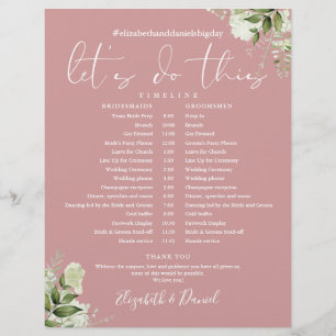 Greenery Dusty Rose Wedding Schedule Timeline