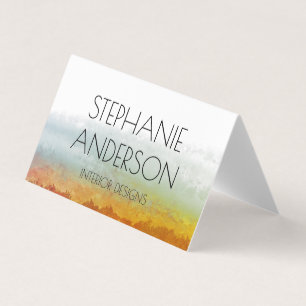 Greenery Earthy Brown Watercolor Abstract Business Card