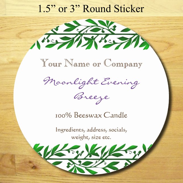 Greenery Editable Soap Editable Small 1½"  Classic Round Sticker (Creator Uploaded)