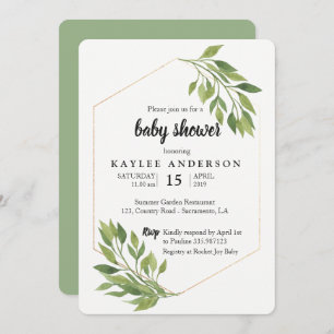 Greenery elegant Baby shower invitation
