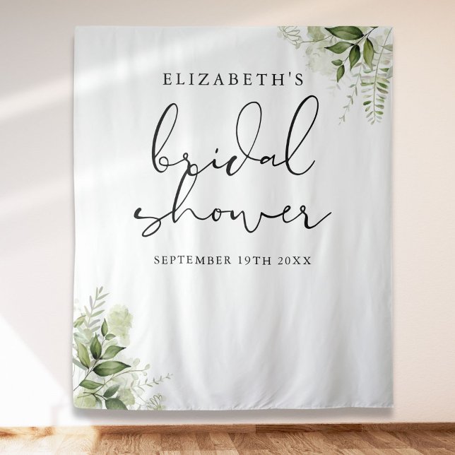 Greenery Elegant Bridal Shower Photo Backdrop Tapestry (Greenery Elegant Bridal Shower Photo Backdrop)