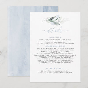 Greenery Elegant Dusty Blue Wedding Details Enclosure Card