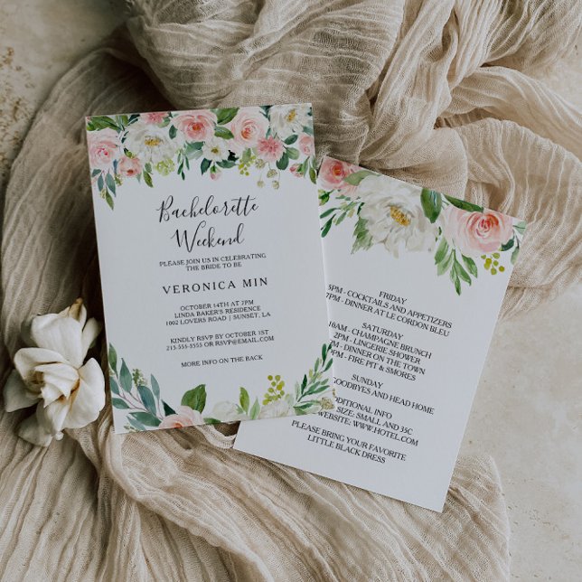 Greenery Elegant Floral Bachelorette Weekend Invitation (Creator Uploaded)