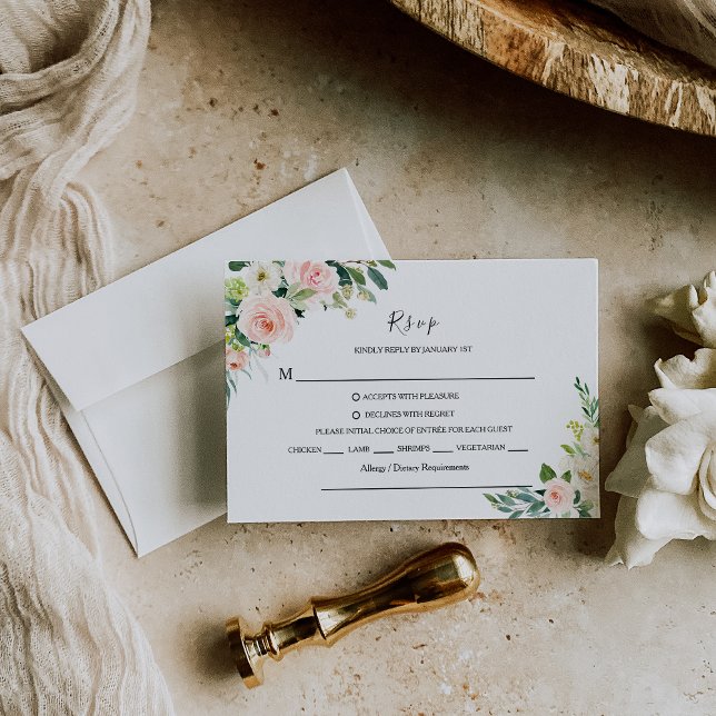 Greenery Elegant Floral Rsvp Menu Choice (Creator Uploaded)