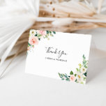 Greenery Elegant Floral Thank You Card<br><div class="desc">This greenery elegant floral thank you card is perfect for a rustic wedding. The design features lovely white, pink, and blush hand-painted roses and a touch of greenery, inspiring artistic beauty. Personalize the front of the card with the names of the bride and groom or a short message. These cards...</div>
