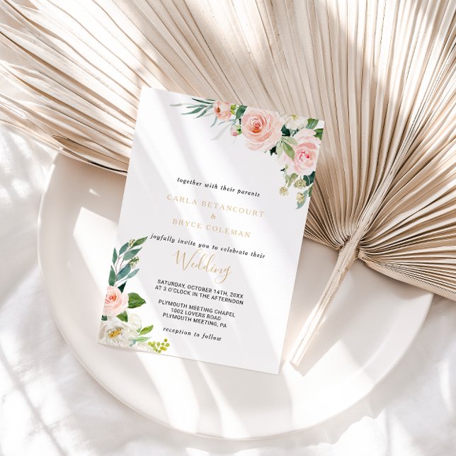 Greenery Elegant Floral Wedding Invitation (Creator Uploaded)