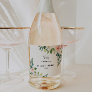 Greenery Elegant Floral Wedding Sparkling Wine Lab Sparkling Wine Label