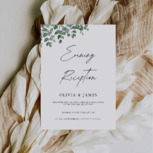 Greenery Elegant Minimalist Evening Reception Invitation