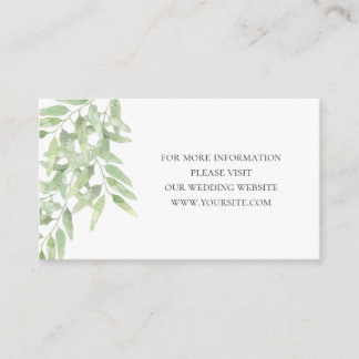 Greenery Elegant Olive Branch. Wedding details Enclosure Card