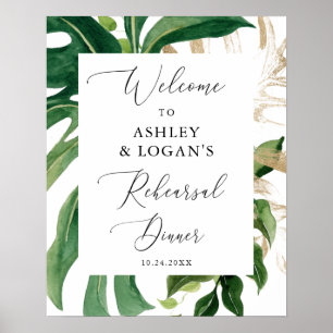 Greenery Elegant Rehearsal Dinner Welcome Poster