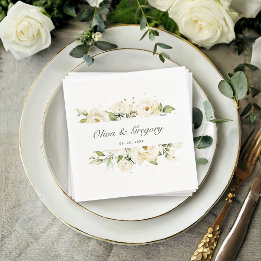 Greenery Elegant Rose Wedding Napkin