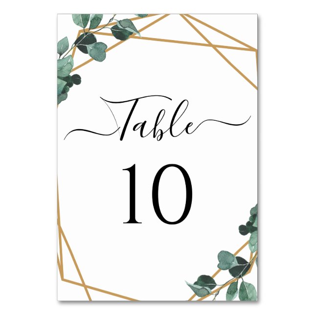 Greenery Elegant Script Photo Table Number (Back)