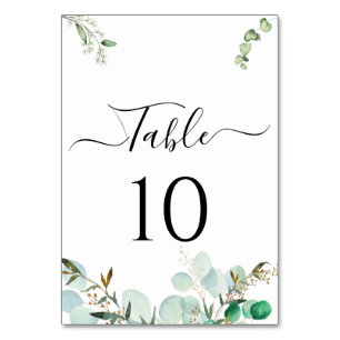 Greenery Elegant Script Photo Table Number