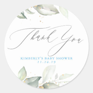Greenery Elegant Thank You Classic Round Sticker