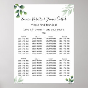 Greenery Elegant Wedding Seating Chart