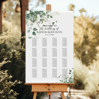 Greenery elegant wedding seating chart 16 tables
