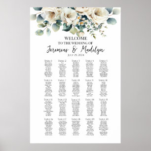 Greenery elegant wedding seating chart 20 tables