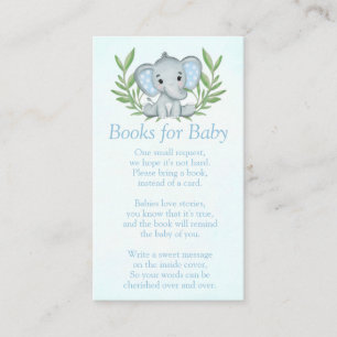 Greenery Elephant Boy Baby Shower Books for Baby Enclosure Card