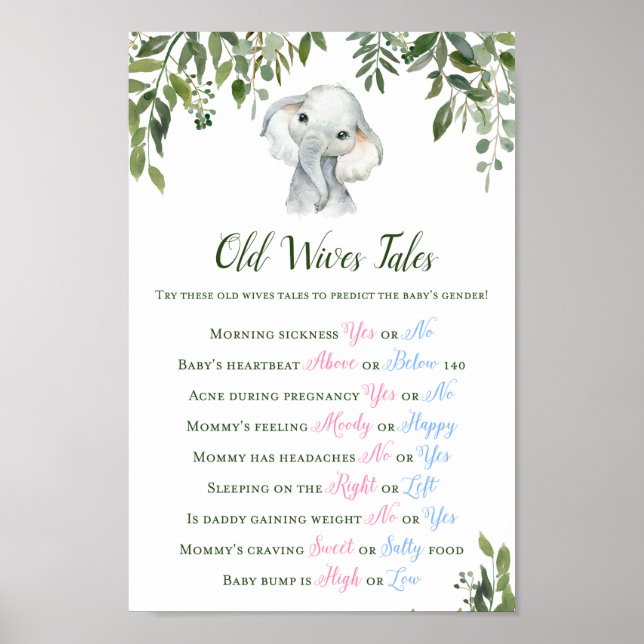 Greenery Elephant Gender Prediction Sign (Front)