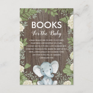 Greenery Elephant / Rustic Books for the Baby Enclosure Card