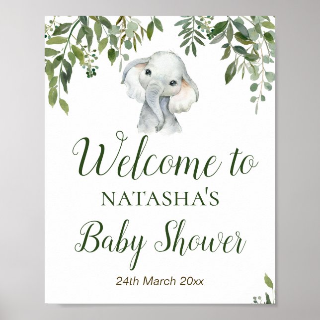 Greenery Elephant Welcome Sign (Front)