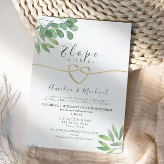 Greenery Elope Micro Wedding Invitation