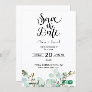 Greenery Elopement Wedding Date Invitation