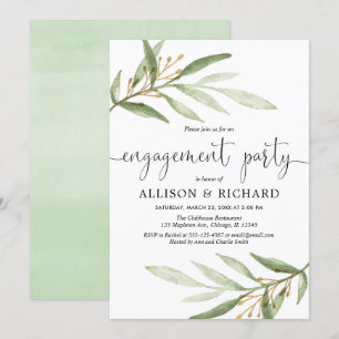 Greenery engagement party invitation