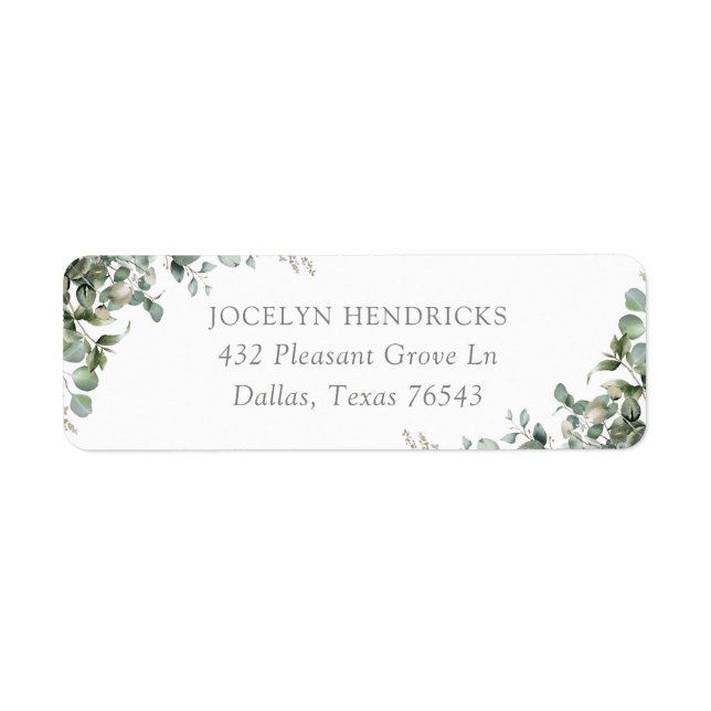 Greenery Eucalyptus Baby shower Adresse de retour (Devant)