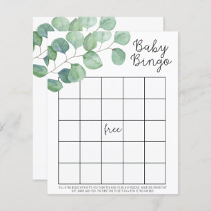 Greenery Eucalyptus - Baby shower bingo game