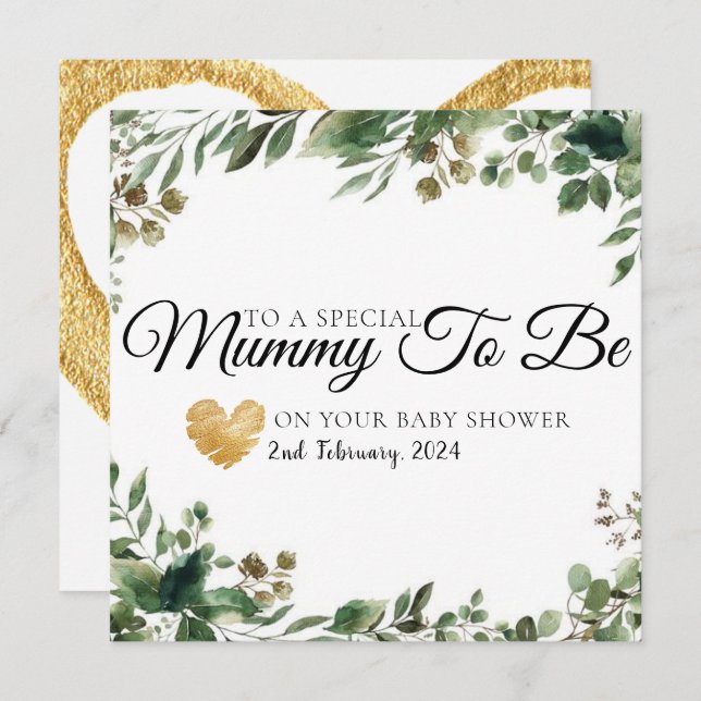 Greenery Eucalyptus Baby Shower Mummy to be card (Front/Back)