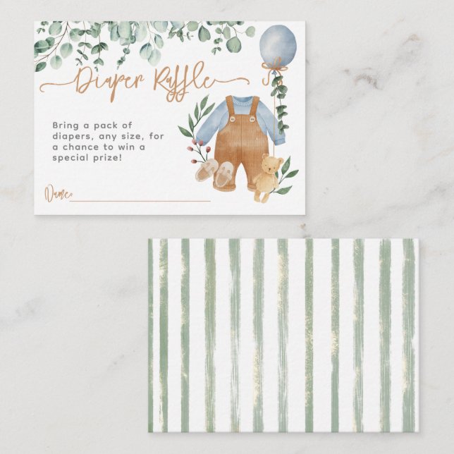 Greenery eucalyptus bearly wait Baby Shower Diaper Enclosure Card (Front/Back)