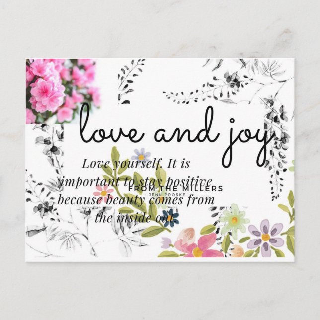 Greenery Eucalyptus, Black Ink, Wedding Elopement Postcard (Front)