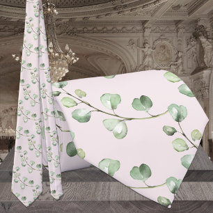 Greenery Eucalyptus Blush Pink Wedding Tie