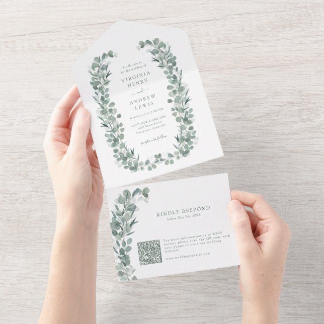 Greenery Eucalyptus Botanical All In One Invite (Tearaway)