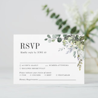 Greenery Eucalyptus Botanical Elegant Wedding RSVP Card