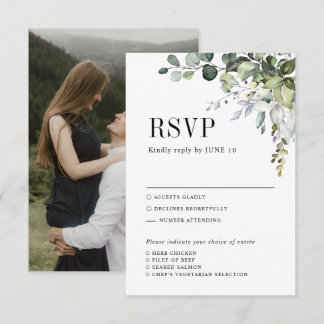 Greenery Eucalyptus Botanical Meal Choice Wedding RSVP Card
