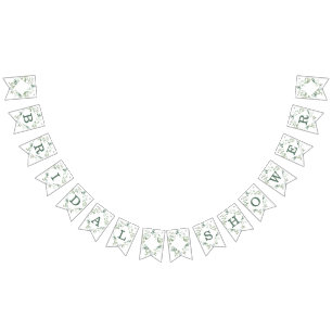 Greenery Eucalyptus Botanical Modern Bridal Shower Bunting Flags