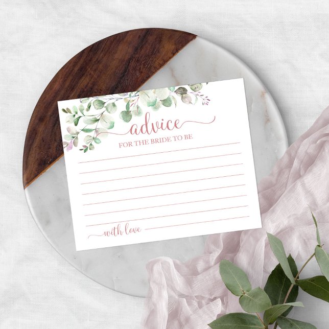 Greenery Eucalyptus Bridal Shower Advice Cards (Creator Uploaded)