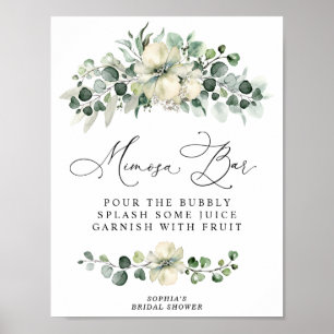 Greenery Eucalyptus Bridal Shower Mimosa Bar Poster