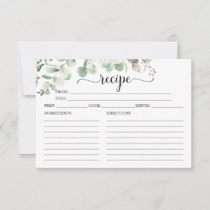 Greenery Eucalyptus Bridal Shower Recipe Cards
