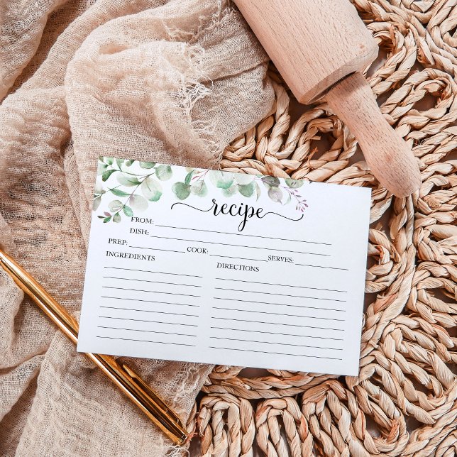 Greenery Eucalyptus Bridal Shower Recipe Cards (Creator Uploaded)