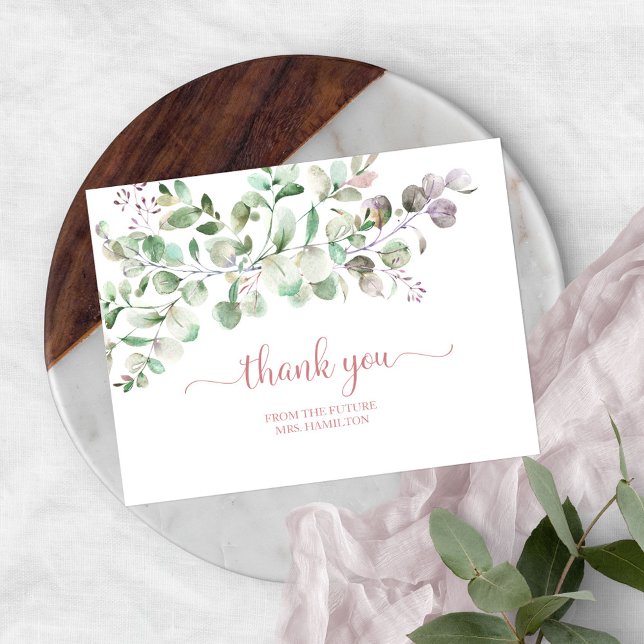 Greenery Eucalyptus Bridal Shower Thank You Postca Postcard (Creator Uploaded)