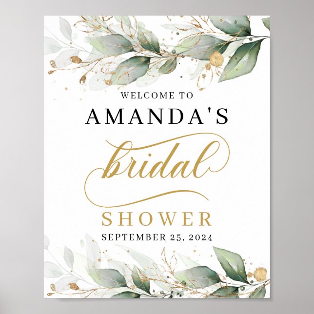Greenery eucalyptus bridal shower welcome sign (Front)