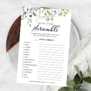 Greenery Eucalyptus Bridal Word Scramble Game Flye Flyer