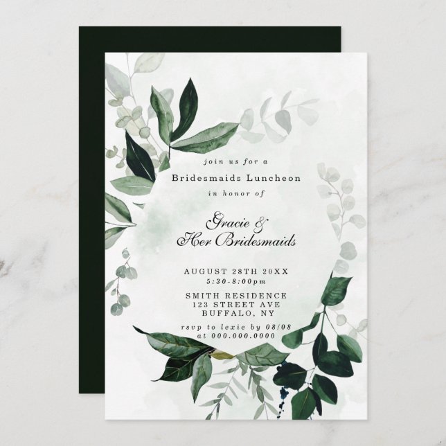 Greenery Eucalyptus Bridesmaids Luncheon Invites (Front/Back)